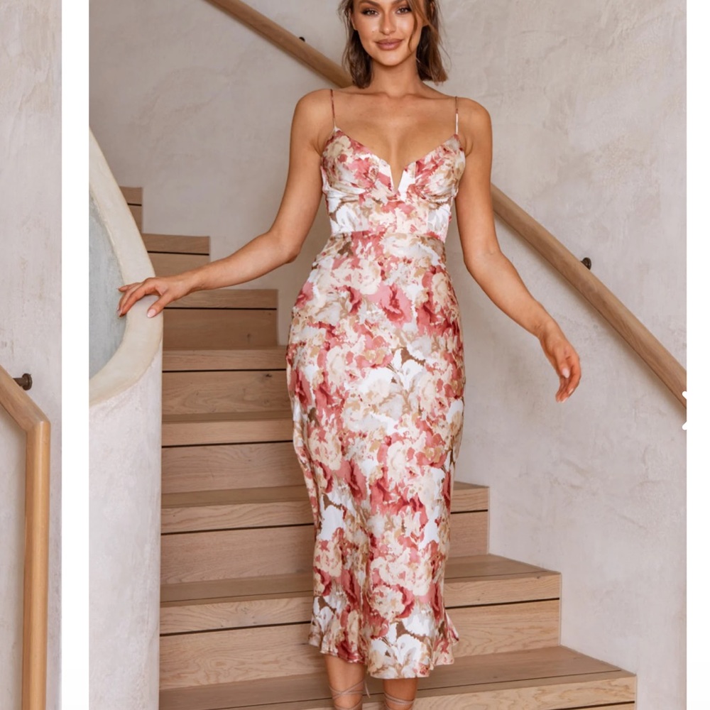 Selfie Leslie Well Versed Dress Floral Abstract Print Rose